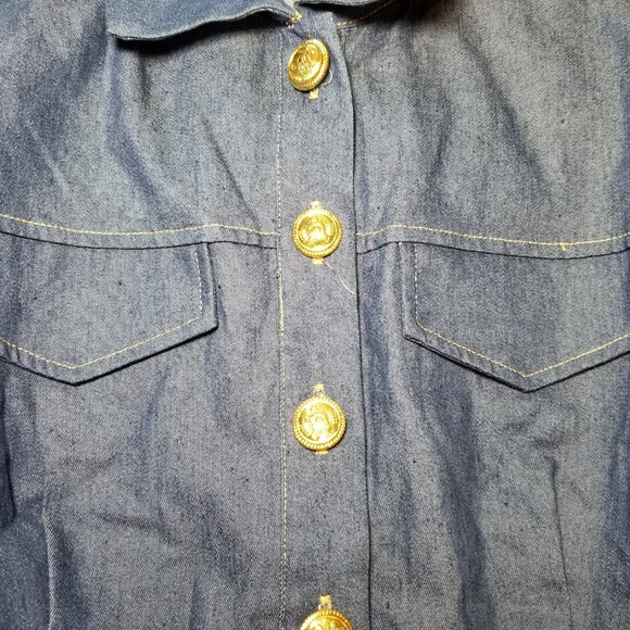 Alice Blue Denim Womens Small Gold Button Up Long Sleeve Western Cowgirl NWT - Picture 3 of 7